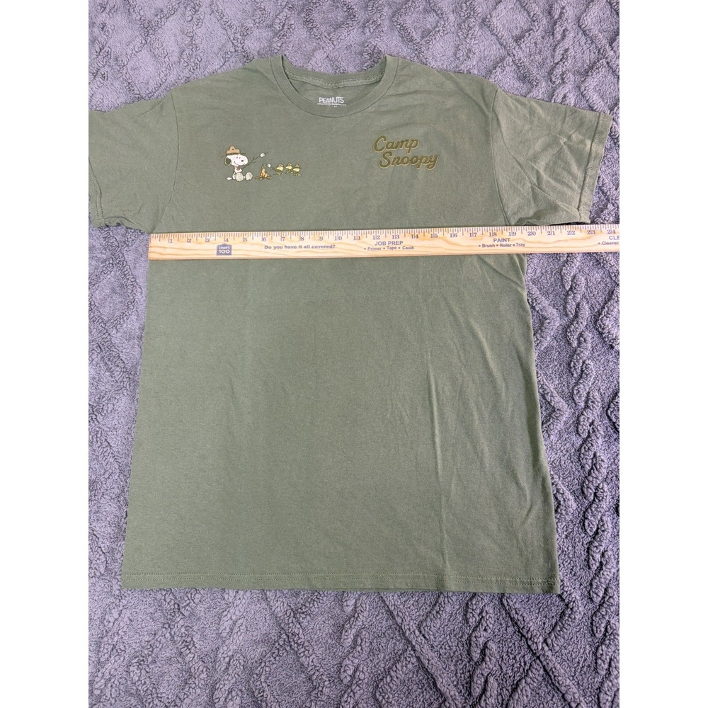 Peanuts T-Shirt Camp Snoopy Medium Cotton Army Green Beagle Scouts Fun Whimsical - Picture 6 of 7